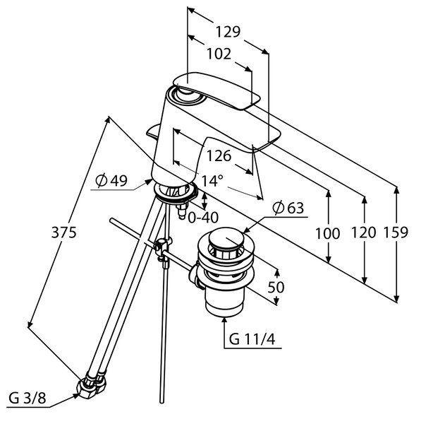 Kludi Balance baterie lavoar stativ alb 520239175