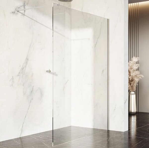 Erga Paris, paravan de dus walk-in 50x200 cm, sticla transparenta 8mm, profil cromat, ERG-V02-PARIS-050x200-CL-CR