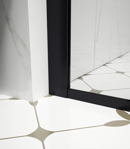 Erga Paris, Paravan de duș Walk-In 60x200 cm cu ramă neagră, sticlă transparentă de 8 mm, profil negru, ERG-V02-PARIS-060x200-BF