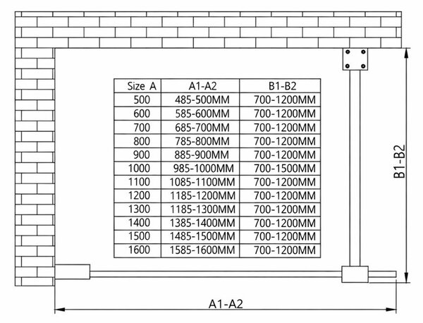 Erga Paris, Paravan de duș Walk-In 60x200 cm cu ramă neagră, sticlă transparentă de 8 mm, profil negru, ERG-V02-PARIS-060x200-BF
