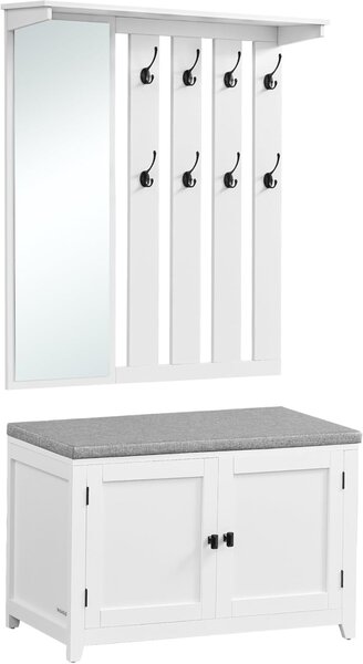Cuier cu pantofar si bancuta Alb Vasagle 82x31x142 cm