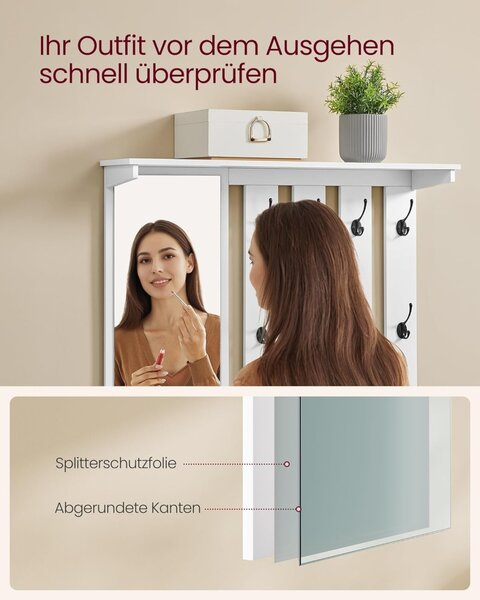 Cuier cu pantofar si bancuta Alb Vasagle 82x31x142 cm