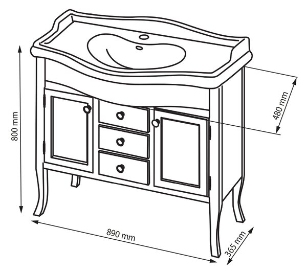Sapho Sapho, Set de baie RETRO 100, alb antic, KSET-015