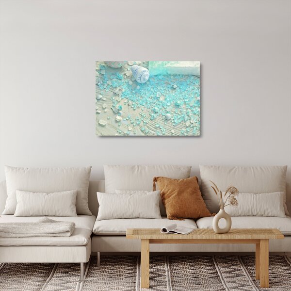 Tablou pe sticlă - Atmosfera de litoral în nuanțe turcoaz (70x50 cm)