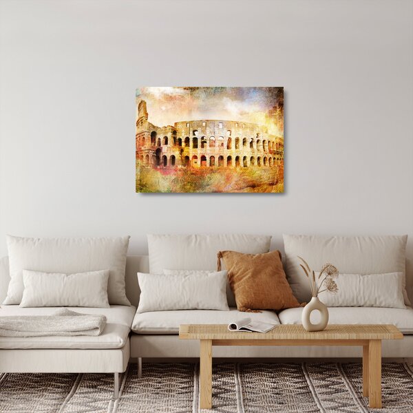 Tablou pe sticlă - Pictură digitală, Colosseum, Roma, Italia (70x50 cm)