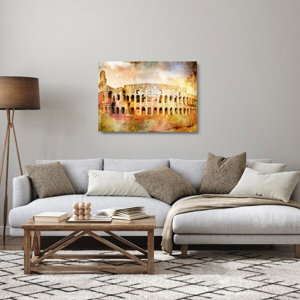 Tablou pe sticlă - Pictură digitală, Colosseum, Roma, Italia (70x50 cm)