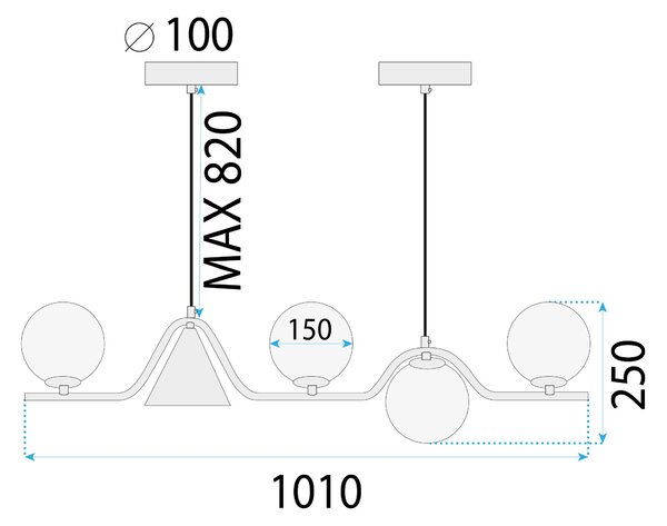 Lampă suspendată APP1662-5CP Gold