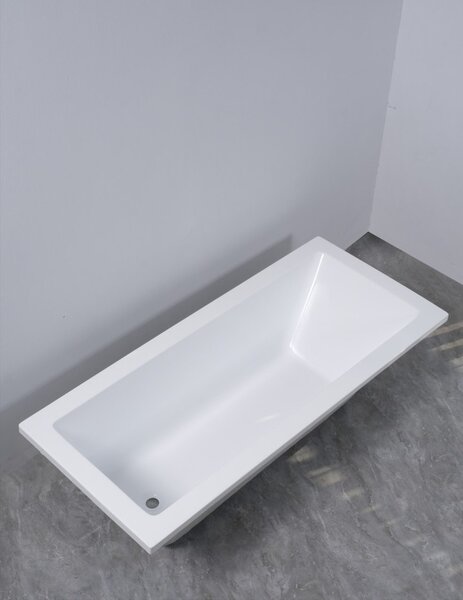 Erga Pureline-S, cadă de baie 1400x700x400 mm fără picioare, alb lucios, ERG-V07-PURELINE-S-140x070-WH