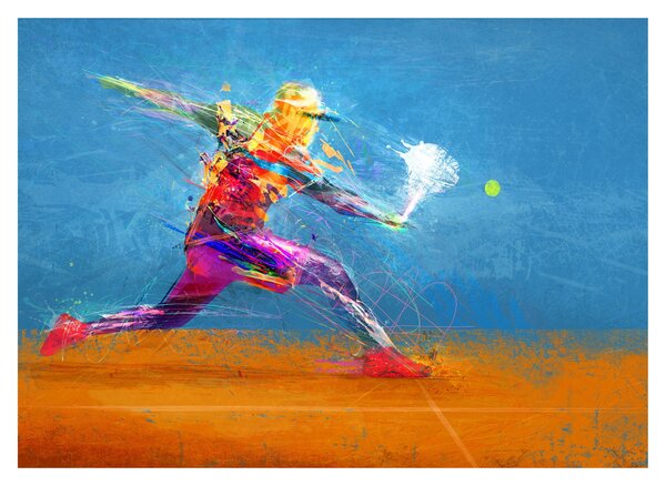 Tablou pe sticlă - Jucător de tenis pictat (70x50 cm)