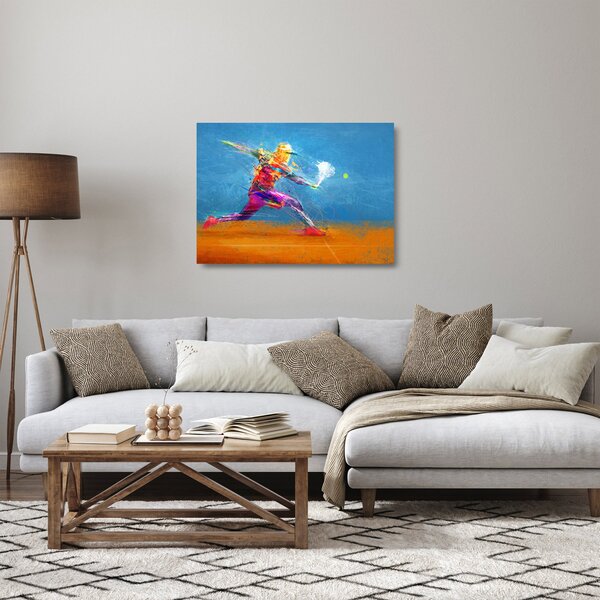 Tablou pe sticlă - Jucător de tenis pictat (70x50 cm)