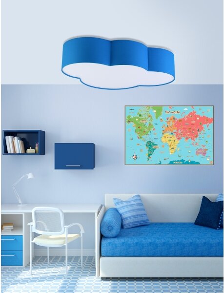 Plafonieră pentru copii CLOUD 4xE27/15W/230V albastru