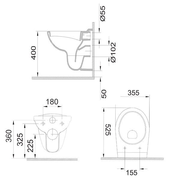 Mereo Mereo, WC suspendat, FĂRĂ BORDE, 530x355x360, ceramică, incl. scaune, MER-VSD81S2