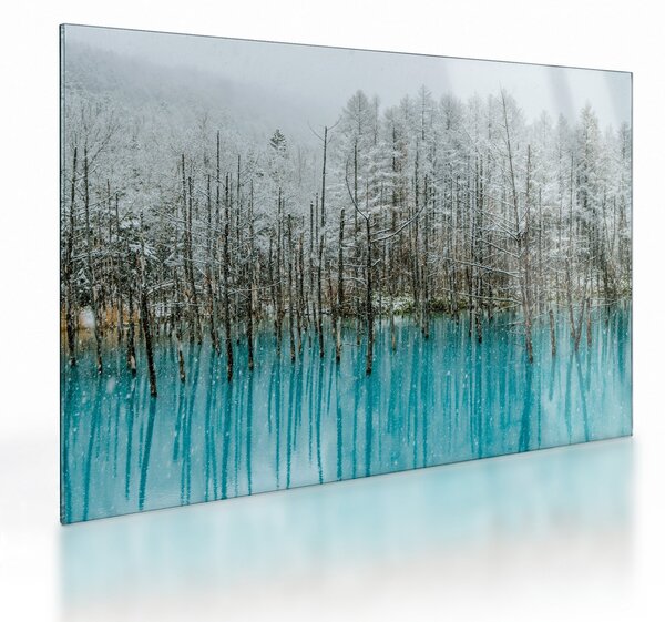 Tablou pe sticlă - Pescărie turcoaz, Biei, Japonia (70x50 cm)