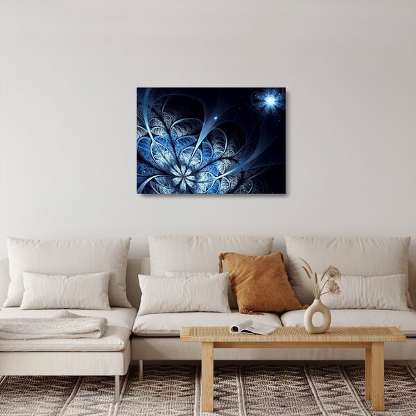 Tablou pe sticlă - Floare albastru închis (70x50 cm)