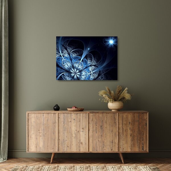 Tablou pe sticlă - Floare albastru închis (70x50 cm)