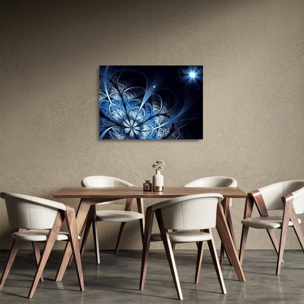 Tablou pe sticlă - Floare albastru închis (70x50 cm)