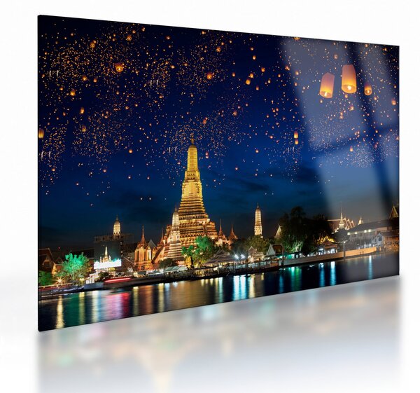 Tablou pe sticlă - Lampioane norocului, Bangkok (70x50 cm)