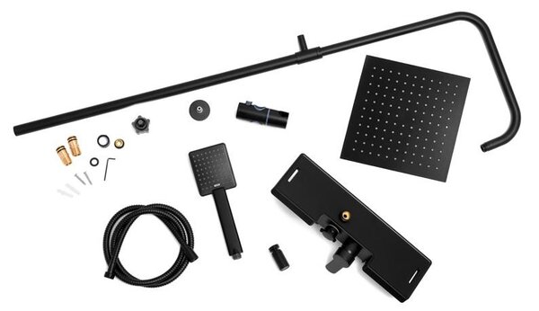 Erga Oslo, set de dus cu robinet cu maneta si raft, negru mat, ERG-YKA-BP.OSLO-25-BLK