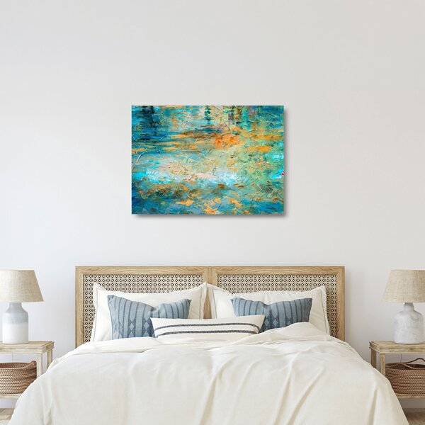 Tablou pe sticlă - Abstract albastru (70x50 cm)