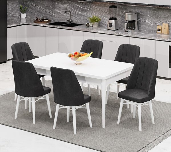 Babyface Madrid Set Masa Extensibila 80 x 130-170 cm si Scaune 6 Bucati Gri Antracit