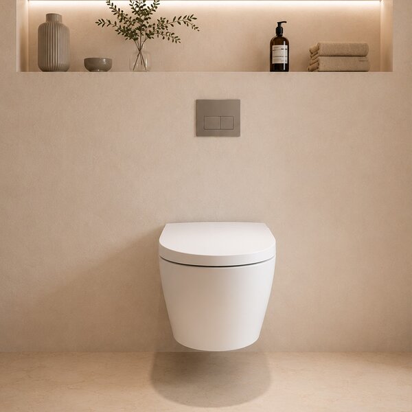 Mereo, WC Mereo cu bideu electronic integrat, FĂRĂ RAND, 592x380x430 cm, ceramic, cu scaune incluse, MER-VSD110S2