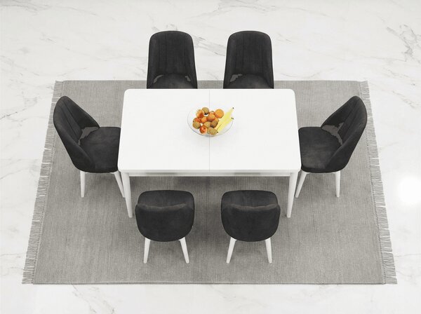 Babyface Madrid Set Masa Extensibila 80 x 130-170 cm si Scaune 6 Bucati Gri Antracit