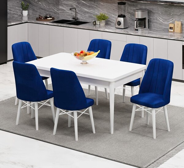 Babyface Madrid Set Masa Extensibila 80 x 130- 170 si Scaune 6 bucati Albastru