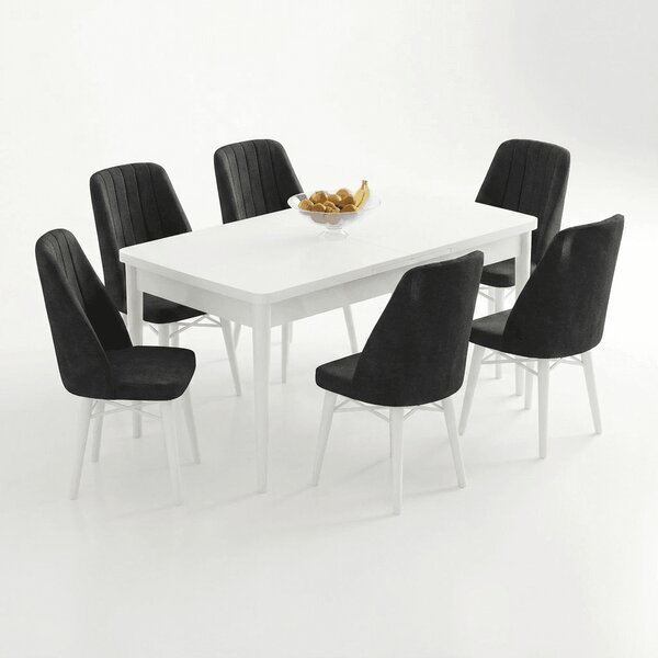 Babyface Madrid Set Masa Extensibila 80 x 130-170 cm si Scaune 6 Bucati Gri Antracit