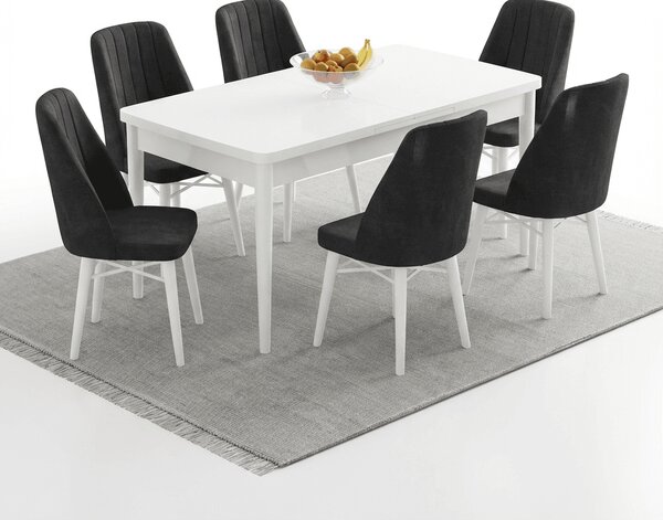Babyface Madrid Set Masa Extensibila 80 x 130-170 cm si Scaune 6 Bucati Gri Antracit