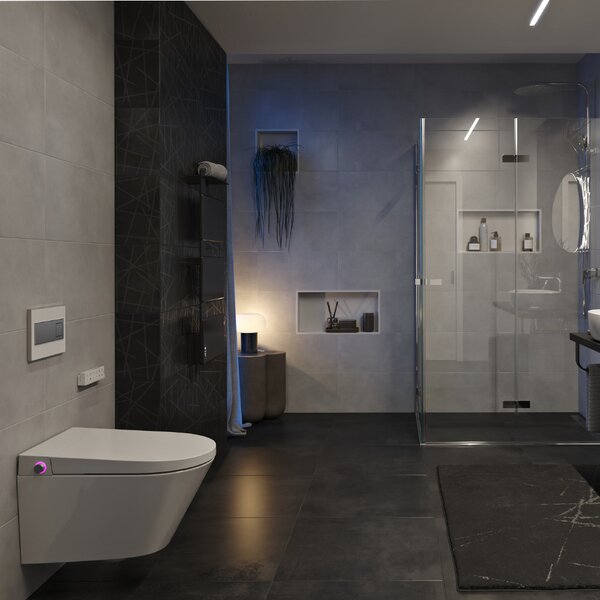 Mereo, WC Mereo cu bideu electronic integrat, FĂRĂ RAND, 592x380x430 cm, ceramic, cu scaune incluse, MER-VSD110S2