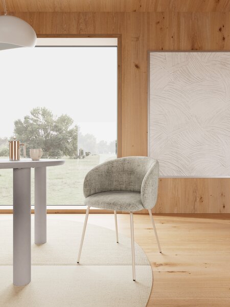 MAZZONI EXPORT CLARA Bej (țesătură Juto 4)/picioare bej-gri (cașmir) - SCAUN MODERN ADÂNC TAPIȚAT PENTRU SALON/LIVING/BIROU LOFT