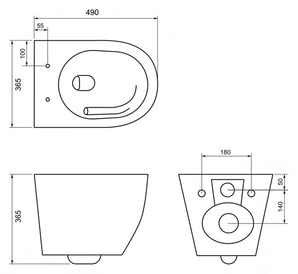 Erga Vento, vas WC suspendat 490x365x365mm, Tornado 2 + capac WC cu închidere lentă, alb, ERG-V03-VENTO-TO2-WH