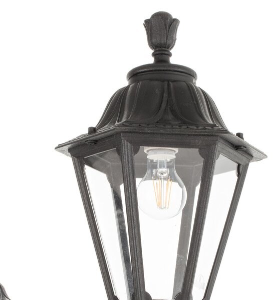 Fumagalli Lampă LED pe stâlp Ricu Bisso/Rut 2fl 2700K negru, Negru, Plastic, Antichitate