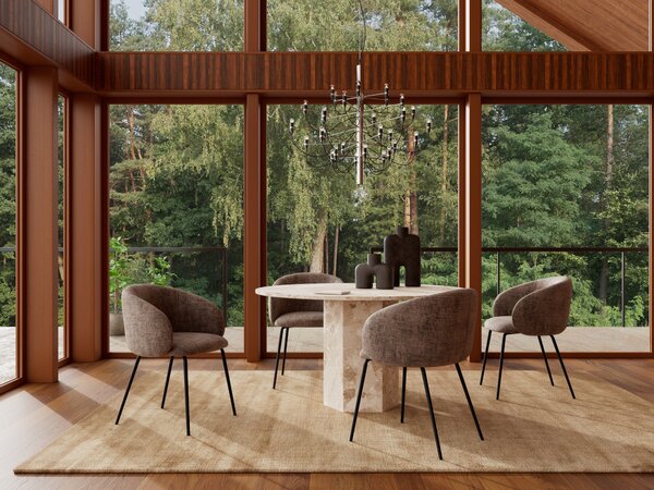 MAZZONI EXPORT CLARA Maro Stins (țesătură Juto 24)/picioare negre - SCAUN MODERN ADÂNC TAPIȚAT PENTRU SALON/LIVING/BIROU LOFT