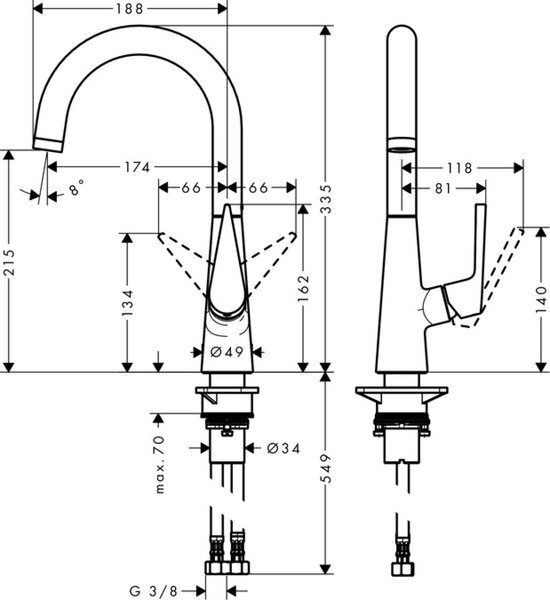 Hansgrohe Talis M51 baterie bucătărie pe picior oţel inoxidabil 72814800