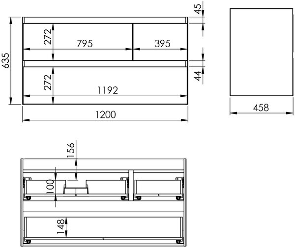 Elita Split dulap 120x45.8x63.5 cm sub chiuveta pe perete bej RE012006157020