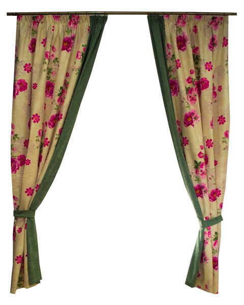 Set draperii Velaria flori siclam, 2x150x260 cm