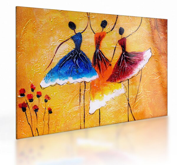 Tablou pe sticlă - Pictură în ulei, balerina (70x50 cm)