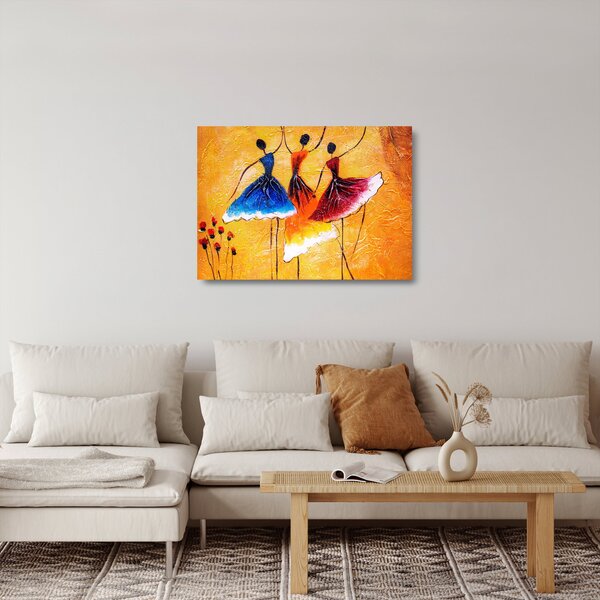 Tablou pe sticlă - Pictură în ulei, balerina (70x50 cm)