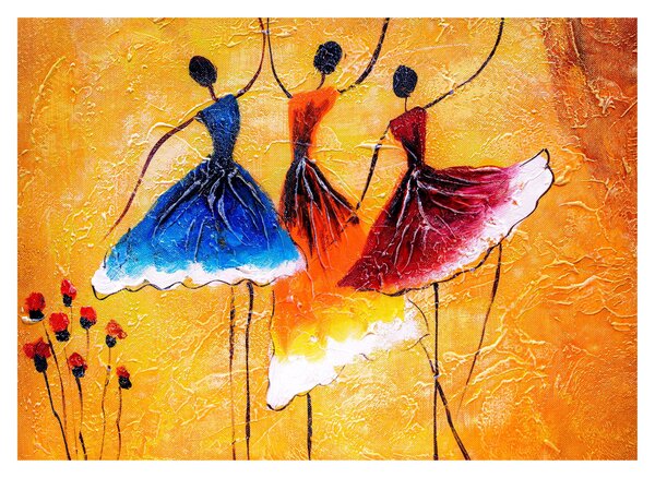 Tablou pe sticlă - Pictură în ulei, balerina (70x50 cm)