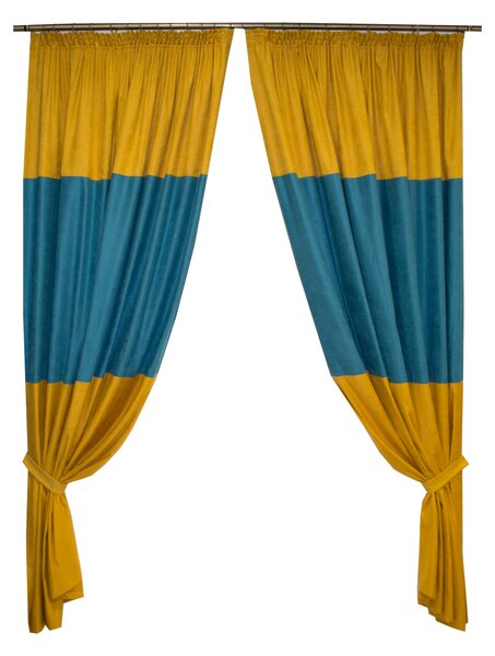 Set draperii galben-turcoaz, 2x175x245 cm