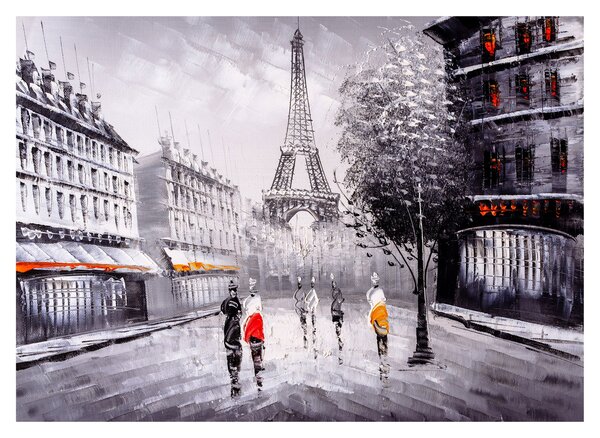 Tablou pe sticlă - Pictură în ulei, Paris (70x50 cm)