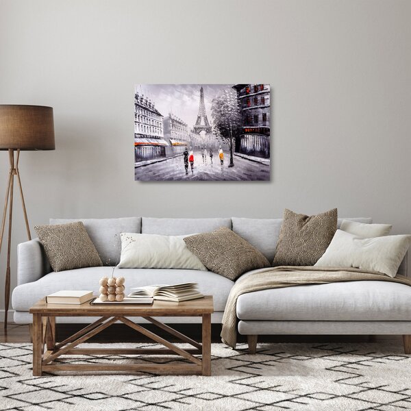 Tablou pe sticlă - Pictură în ulei, Paris (70x50 cm)
