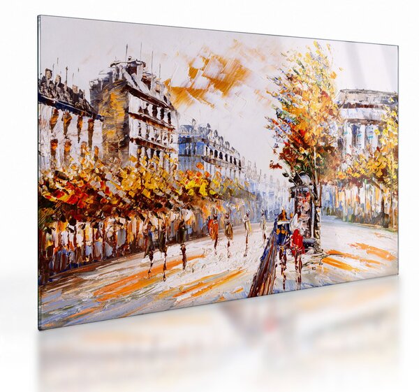 Tablou pe sticlă - Strada din Paris (70x50 cm)