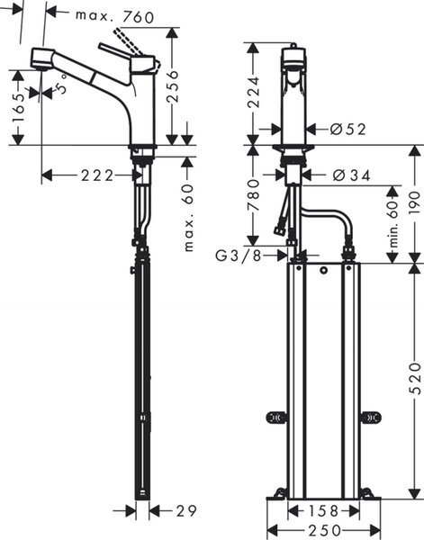 Hansgrohe Talis M52 baterie bucătărie pe picior oţel inoxidabil 73860800
