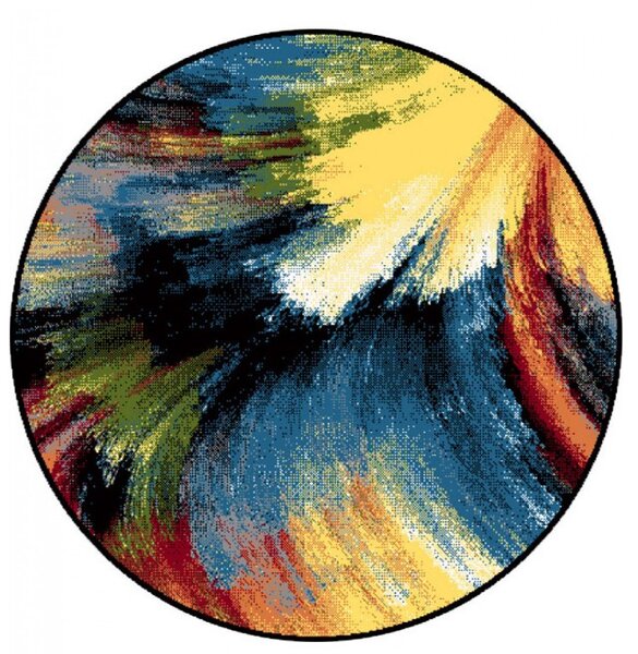 Covor Rotund Camera Copii Brush 11017-180, Marime 80 x 80 cm, Multicolor, Inaltime Fir 9 mm, Antialergic, Polipropilena, Gradinita, Cresa, Loc de