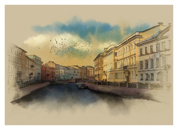 Tablou pe sticlă - Râul Moyka, Sankt Petersburg, Rusia (70x50 cm)