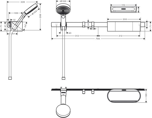 Hansgrohe WallStoris set de duș perete alb 24291700