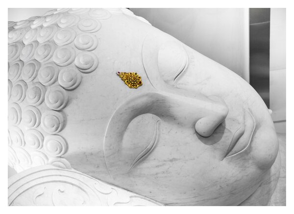 Tablou pe sticlă - Buddha alb (70x50 cm)