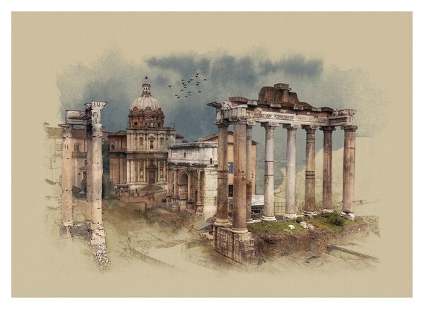 Tablou pe sticlă - Forumul Roman, Roma, Italia (70x50 cm)